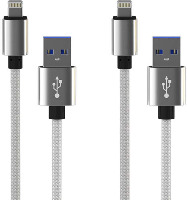 요이치 팔레트 8핀 고속충전 케이블, 실버, 2개, 1m