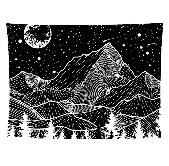 Wild Peak 野峰 露營美學 風格掛布, 大尺寸 黑色 + 白色, 1件