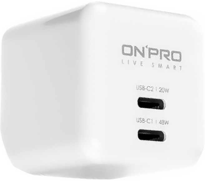ONPRO ULTRA GAN 氮化鎵超急速PD充電器 雙C, 冰雪白, 1個