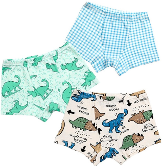 메이키즈 남아용 쥬라기 면 스판 드로즈 팬티 3종 세트