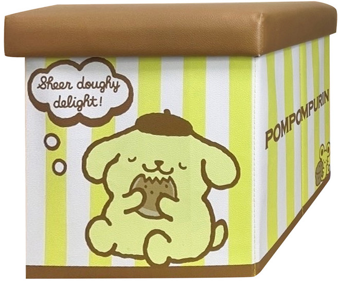 SANRIO 三麗鷗 布丁狗摺疊凳收納箱 30 x 30 x 30cm, 點心時光 黃色, 1個