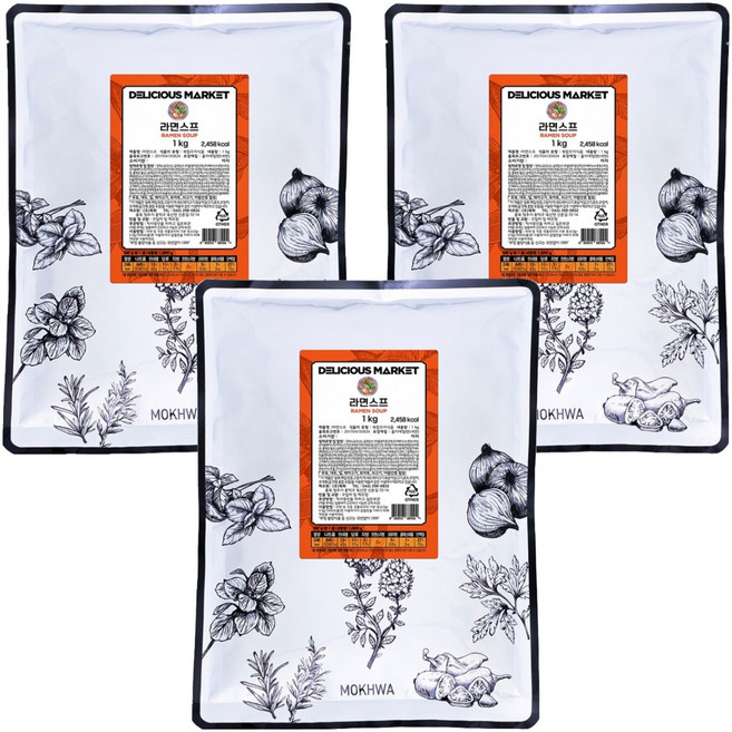 딜리셔스마켓 라면스프 조미료, 1kg, 3개