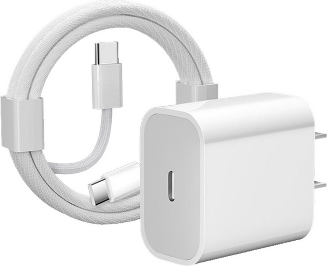 ANTIAN Type-C to Type-C PD快充充電器套組 尼龍充電線 20W iphone16/15適用 1m, 1組, 白色