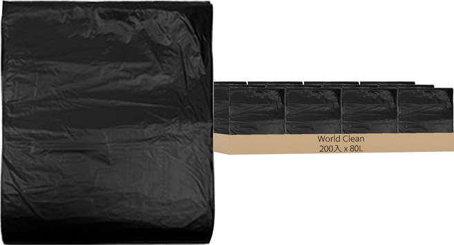 World Clean 黑色垃圾分類袋, 80L, 200入