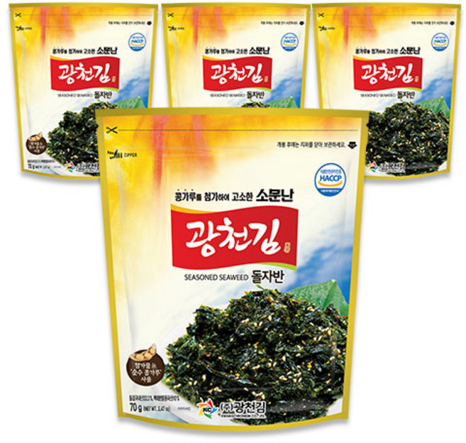 광천김 소문난 광천 돌자반, 70g, 4개