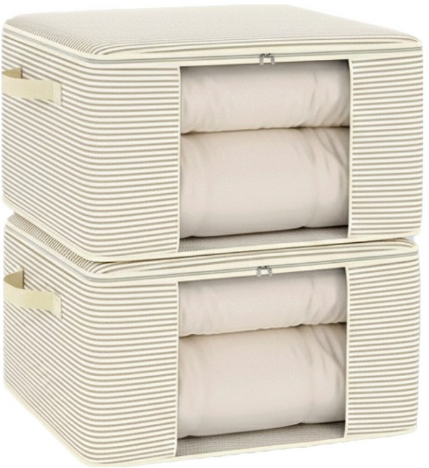 와이홉 대용량 이불 수납함 파우치 베이지, 2개, 1개입