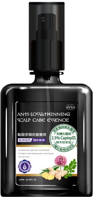 a'rin 氧潤 髮固多頭皮營養液 含2.5% Capixyl 有機生薑 辣木籽萃取, 120ml, 1瓶