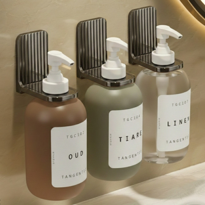 모바이브 욕실용 프리미엄 무타공 샴푸 린스 바디워시 홀더, 그레이, 3개