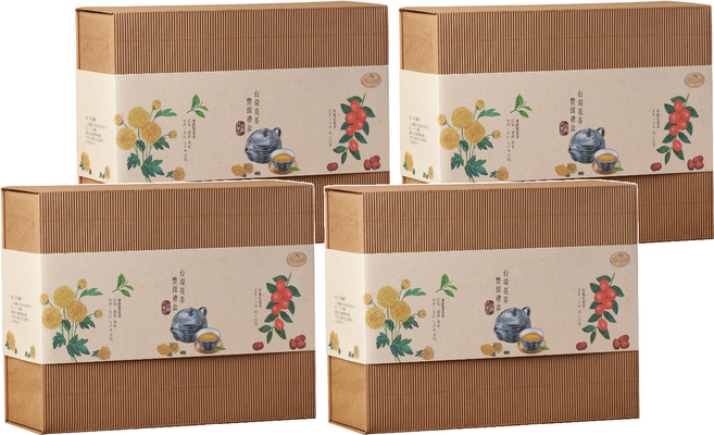 Magnet 曼寧 台灣花茶豐綵禮盒 2種口味 附提袋, 烏龍菊花茶 20包 + 玫瑰紅棗茶 20包, 4盒