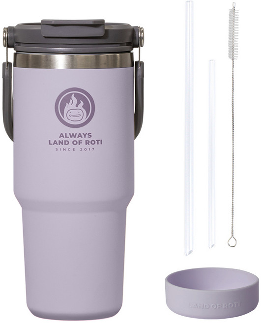 로티캠프 로텀 대용량 손잡이 스텐 보온 보냉 빨대 텀블러, 라벤더, 750ml, 1개