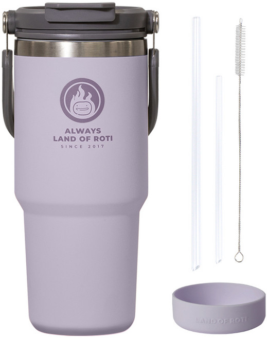 로티캠프 로텀 대용량 손잡이 스텐 빨대 보온 보냉 텀블러, 라벤더, 1.2L, 1개