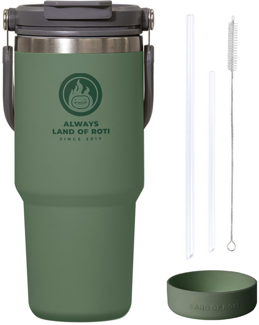 로티캠프 로텀 대용량 손잡이 스텐 빨대 보온 보냉 텀블러, 포레스트 그린, 1.2L, 1개