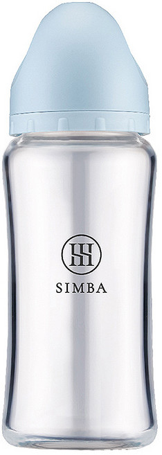 Simba 小獅王辛巴 蘊蜜質金玻璃寬口防脹氣奶瓶, 晨藍, 270ml, 1個