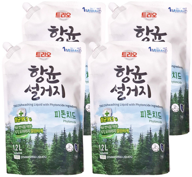 Trio 廚房洗碗精 補充包, 1.2L, 4包