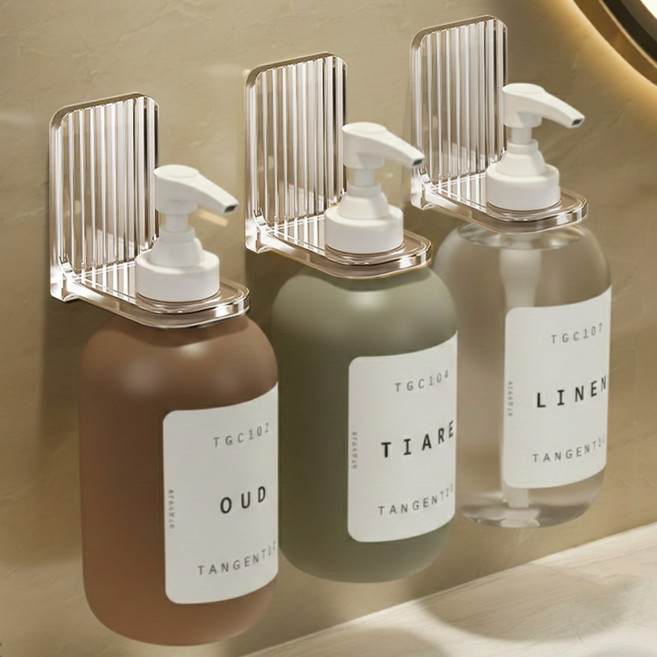 모바이브 욕실용 프리미엄 무타공 샴푸 린스 바디워시 홀더, 투명, 3개