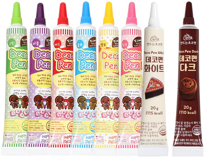 만드는 초콜렛 데코펜 8종, 20g, 1세트