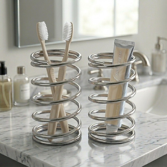모던모어 모던 스테인리스 욕실 칫솔꽂이, 실버, 2개