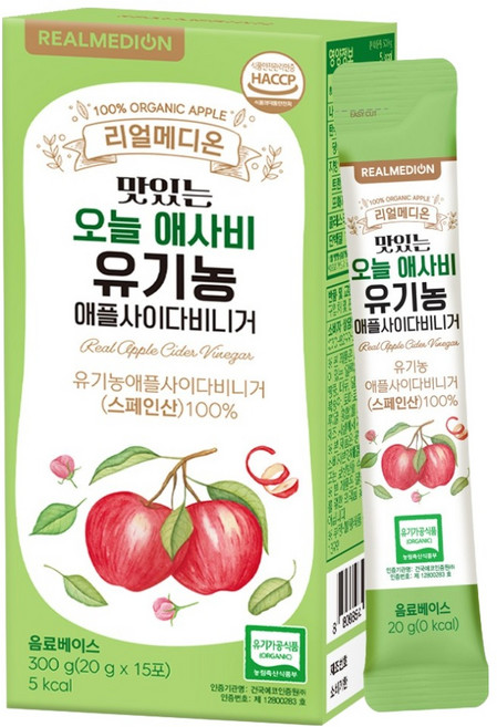 리얼메디온 맛있는 오늘 유기농 애플 사이다 비니거 15p, 1개, 300g