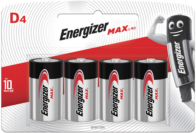 에너자이저 맥스 D 건전지, 4개입, 1세트