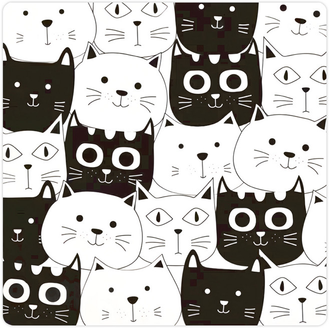 收納王妃 珪藻土杯墊 方, 滿滿貓咪, 1個