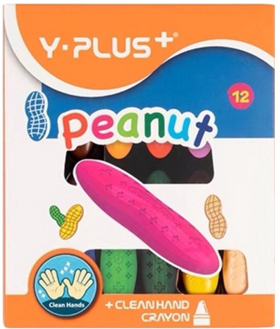 Y-PLUS 兒童花生蠟筆, 1盒, 12色