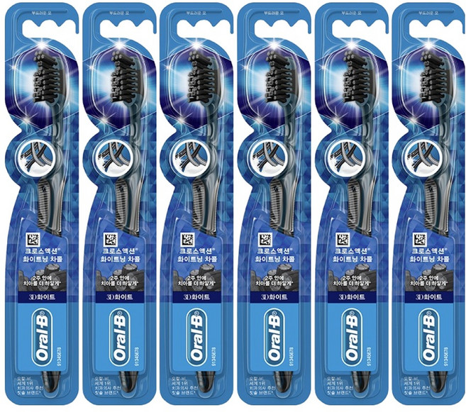 Oral-B 歐樂B Cross Action 竹炭亮白牙刷, 6支, 1組