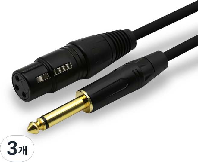 CableMate XLR母頭轉5.5公頭單聲道麥克風線 3m, 3個