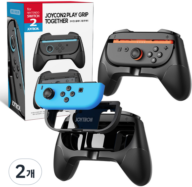 JOYTRON 任天堂 Switch 共用 Joy-Con 2 遊戲握把 Together 2p 套組, 黑色, 2個, SW2-GRIP06
