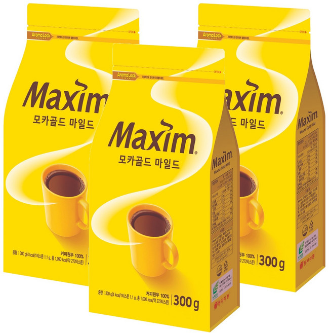 맥심 모카골드 마일드 원두커피, 300g, 1개입, 3개