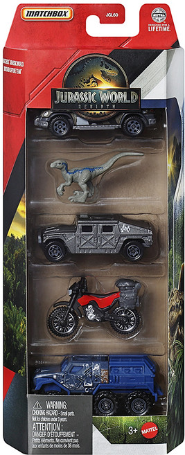 매치박스 쥬라기월드 5 팩 어쏘트 작동완구 JGL60 랜덤발송, 혼합색상, 1개