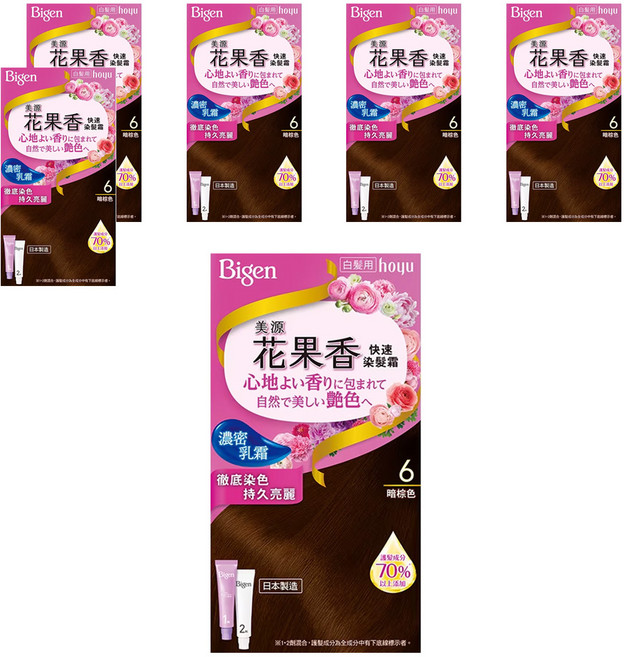 Bigen 美源 花果香快速染髮霜, 6暗棕色, 6盒
