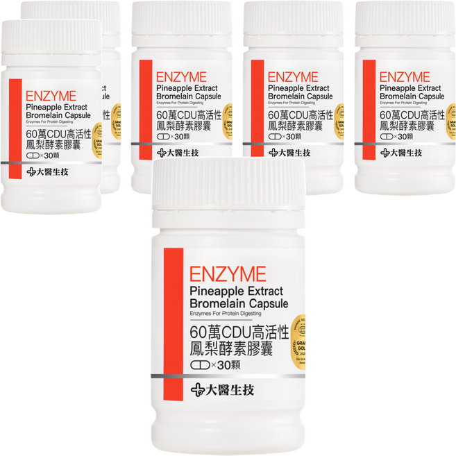 大醫生技 60萬CDU高活性鳳梨酵素膠囊, 30顆, 0.7g, 6罐