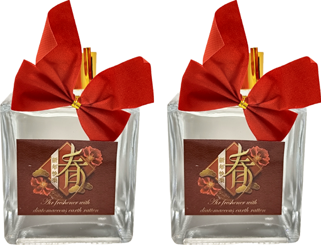QIDINA 奇蒂可 箔金招財香氛珪藻土擴香瓶, 黑莓誘惑, 200ml, 2瓶