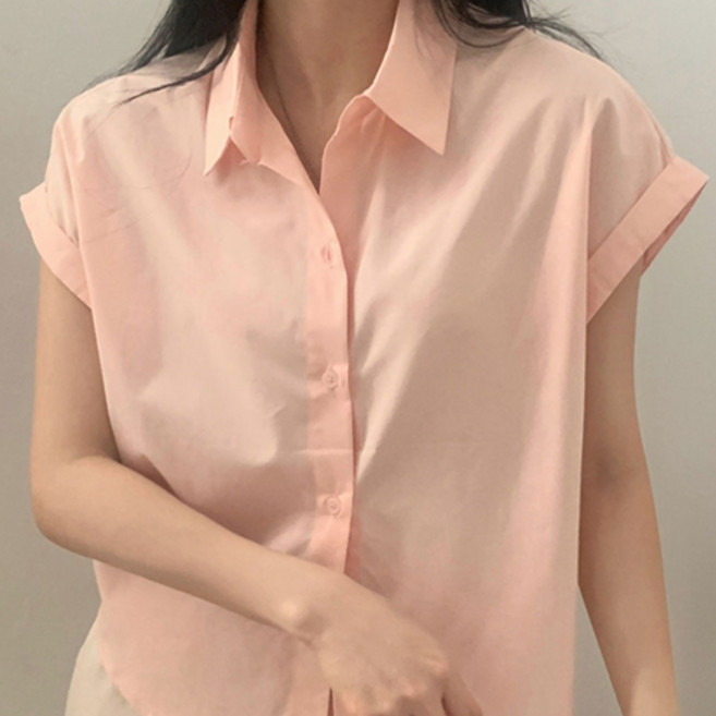 아이캔심플 여성용 미니멀 반팔 롤업 셔츠