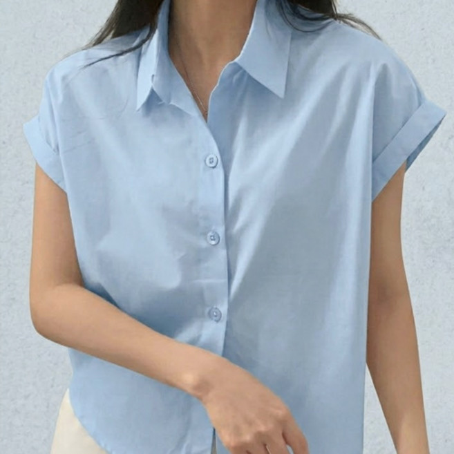 I CAN SIMPLE 女款極簡短袖捲袖襯衫