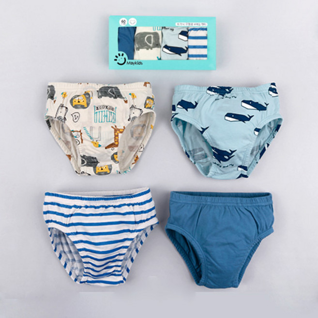 Maykids 簡約動物系列童款印花三角內褲 4件組