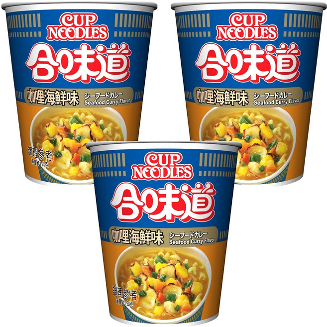 NISSIN 日清 CUP NOODLE 合味道 咖哩海鮮味杯麵 71g, 3入