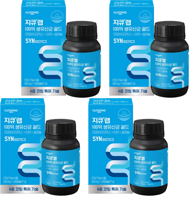 지큐랩 100억 생유산균 골드 450mg, 60정, 4개