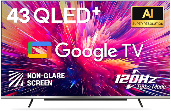 이스트라 4K QLED 120Hz 논글레어스크린 AI 구글 스마트TV, 109cm(43인치), UC432QLED, 스탠드형, 고객직접설치