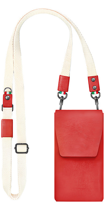 COZi 義大利植鞣革 6.3吋 直式手機隨身包 紅色