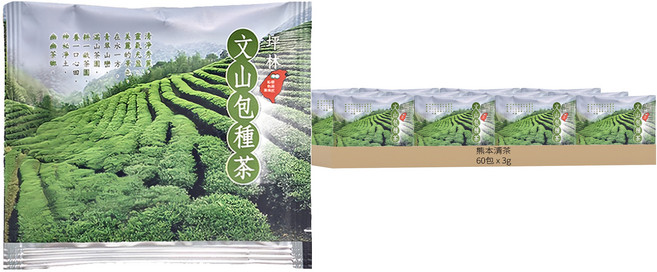 熊本清茶 坪林文山包種原片式茶包 量販家庭包, 3g, 60包, 1盒
