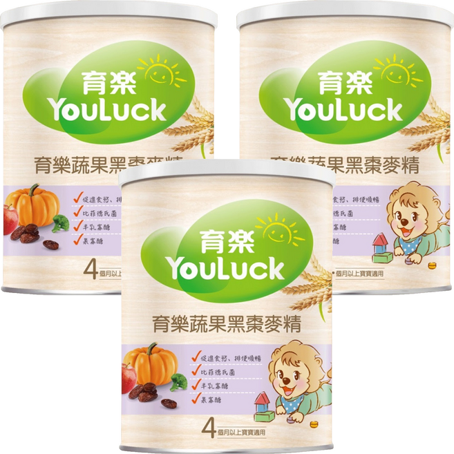 YouLuck 育樂 麥精, 黑棗, 280g, 3罐