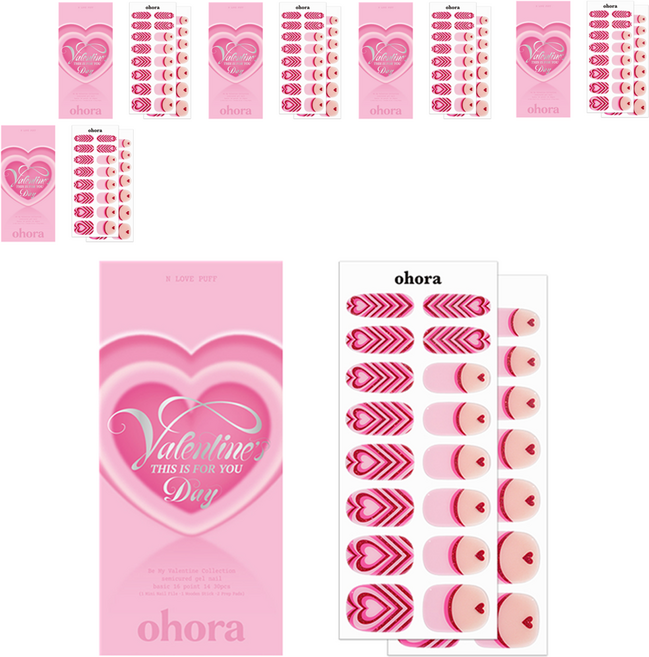 오호라 젤 네일 스트립, N 러브 퍼프, 6개