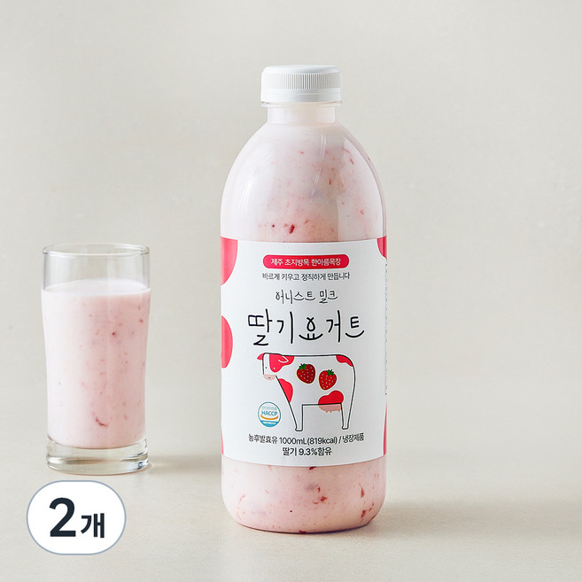 어니스트밀크 딸기 요거트, 1L, 1개입, 2개
