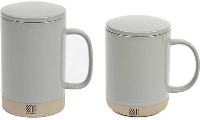 마시피렌체 포개다 듀오 뚜껑머그 500ml + 350ml 세트, 민트그레이, 1세트