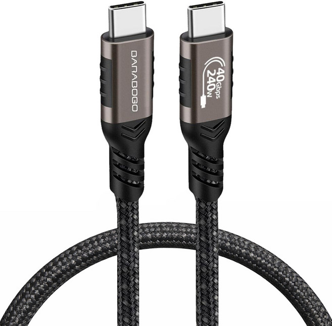 BARABOGO USB4 高速充電線 Type-C 8k PD 240W Thunderbolt 4 相容 40Gbps, 灰色, 100cm, 1個