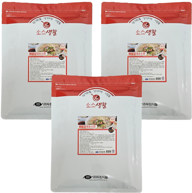 소스생활 해물칼국수 스프, 3개, 1kg