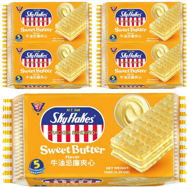 SkyFlakes 空中霸王鮮奶油風味夾心餅乾, 150g, 5袋