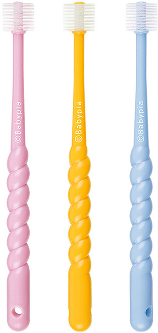 예꼬맘 360도 2단계 유아 칫솔, 혼합색상, 3개입, 1개