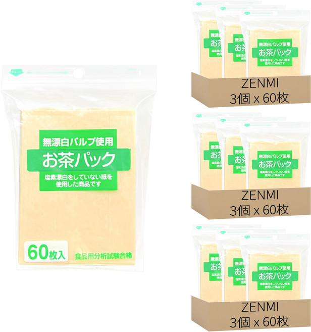 ZENMI 茶包袋無漂白, 9.5 x 1cm, 60入, 9個